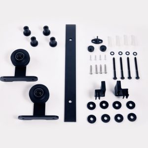 80KG Double Soft Close Barn Door Hardware Kit, Black Steel Sliding Track Roller Set for 35-45mm Solid Wood Hanging Doors