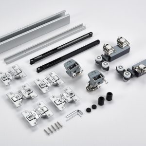 Multi-Point Full Open Wardrobe Folding Door Hardware Kit, 25KG Silent Sliding Fitting for 18-40mm Wooden Cabinet Doors