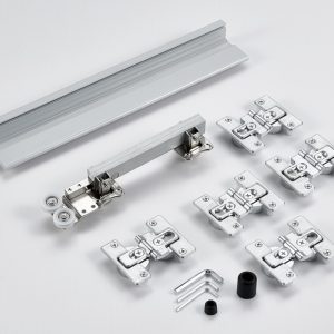 4-Panel Wardrobe Folding Door Hardware Kit, 25KG Multi-Point Full Open Silent Sliding Fitting for 16-25mm Wooden Cabinet Doors
